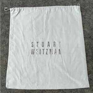 Stuart Weitzman White Silver Dust Bag Shoe Storage Drawstring Travel 15"x14"